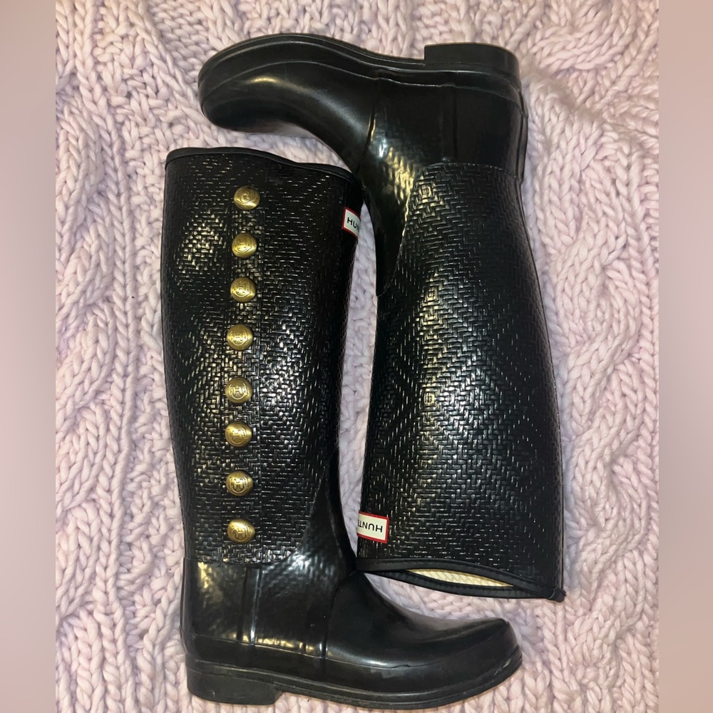 Hunter Regent Grosvenor Boots Black Gold 7